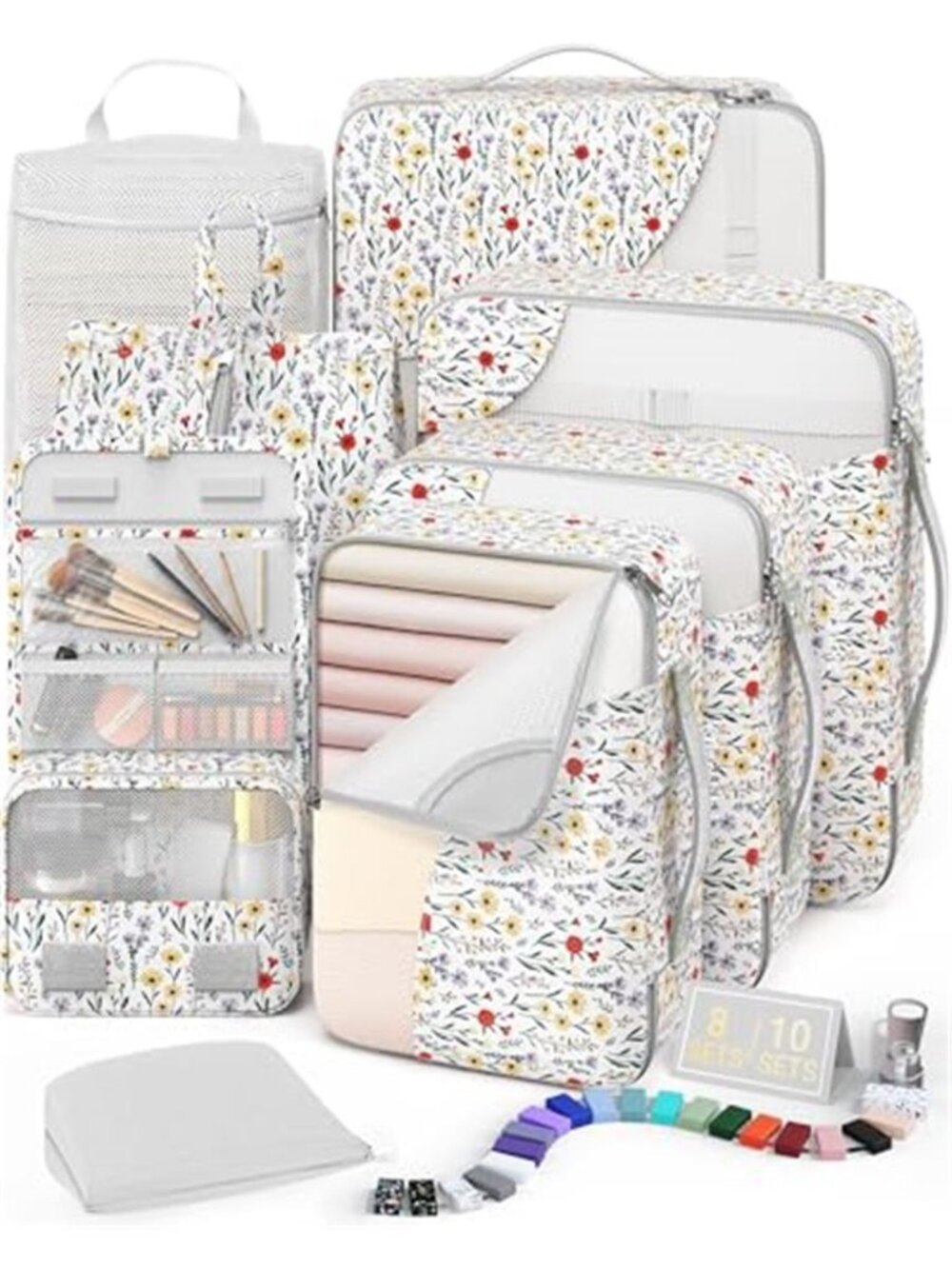 8 Set Packing Cubes Travel Organizer Suitcase Toiletry Bag Luggage Organizer